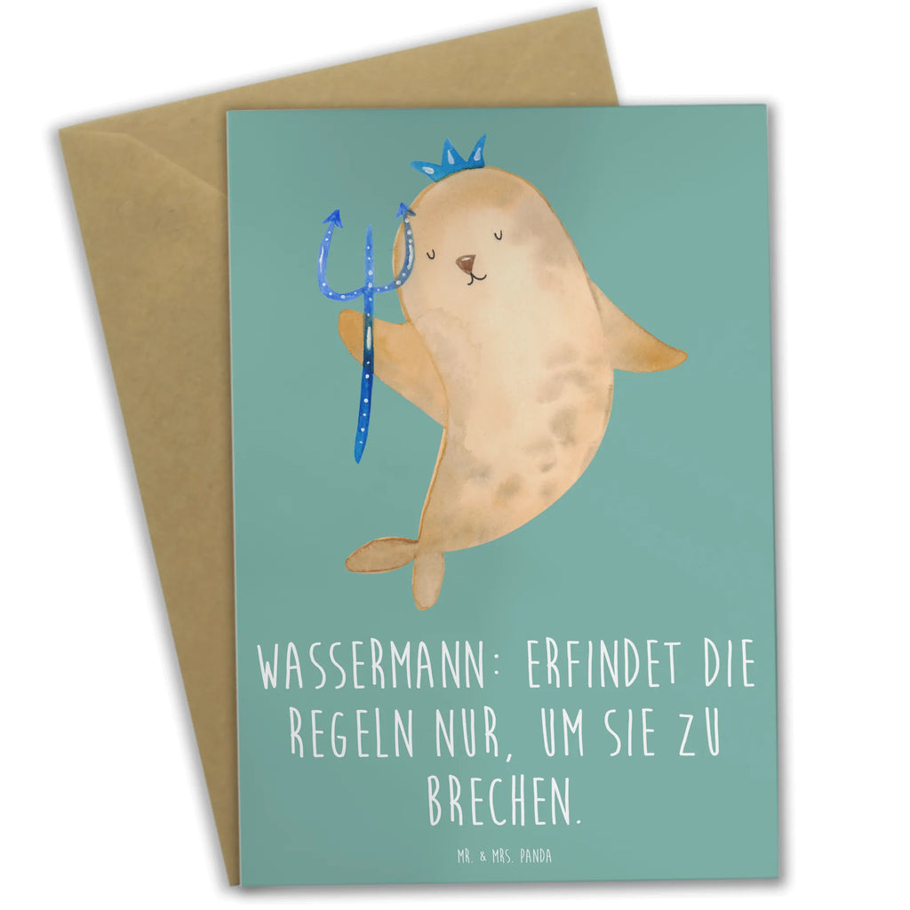 Greetings card Wassermann: Erfindet die Regeln nur, um sie zu brechen. Karte, Ansichtskarten, Klappkarte, Geburtstagskarte, Hochzeitskarte, Glückwunschkarte, Grußkarte, Einladungskarte, Tierkreiszeichen, Sternzeichen, Horoskop, Astrologie, Aszendent