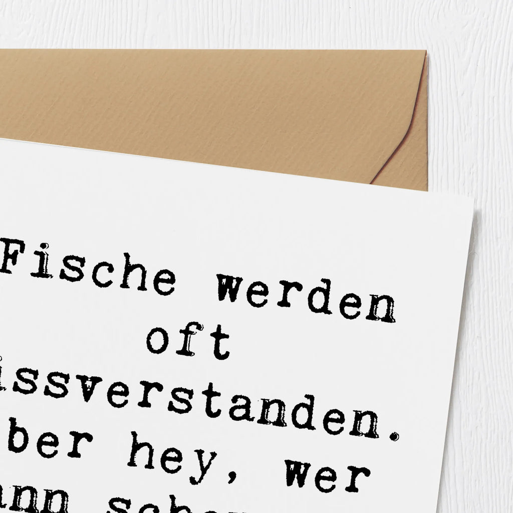 Deluxe Karte Spruch Fische Geheimnisse Grußkarte, Karte, Einladungskarte, Hochzeitskarte, Glückwunschkarte, Geburtstagskarte, Hochwertige Klappkarte, Hochwertige Grußkarte, Klappkarte, Tierkreiszeichen, Sternzeichen, Horoskop, Astrologie, Aszendent