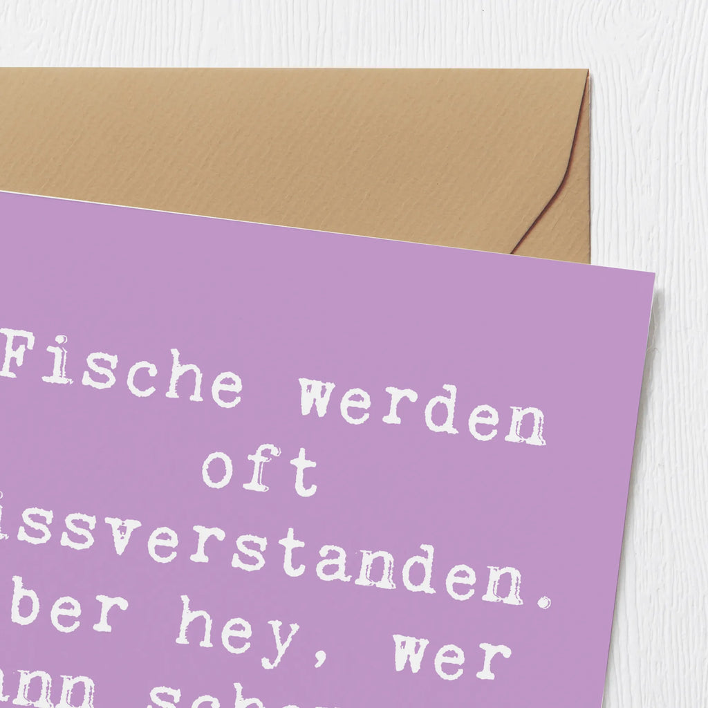 Deluxe Karte Spruch Fische Geheimnisse Grußkarte, Karte, Einladungskarte, Hochzeitskarte, Glückwunschkarte, Geburtstagskarte, Hochwertige Klappkarte, Hochwertige Grußkarte, Klappkarte, Tierkreiszeichen, Sternzeichen, Horoskop, Astrologie, Aszendent