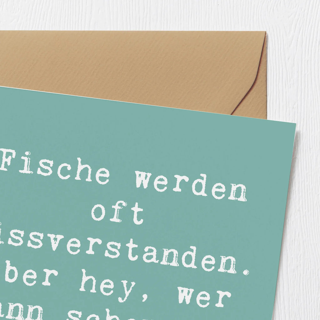 Deluxe Karte Spruch Fische Geheimnisse Grußkarte, Karte, Einladungskarte, Hochzeitskarte, Glückwunschkarte, Geburtstagskarte, Hochwertige Klappkarte, Hochwertige Grußkarte, Klappkarte, Tierkreiszeichen, Sternzeichen, Horoskop, Astrologie, Aszendent
