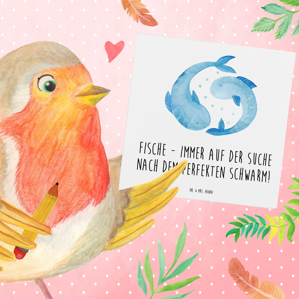 Deluxe Card Fische - immer auf der Suche nach dem perfekten Schwarm! Hochzeitskarte, Einladungskarte, Geburtstagskarte, Karte, Klappkarte, Glückwunschkarte, Hochwertige Grußkarte, Grußkarte, Hochwertige Klappkarte, Tierkreiszeichen, Sternzeichen, Horoskop, Astrologie, Aszendent