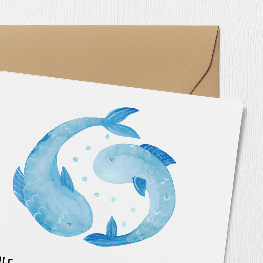 Deluxe Card Fische - immer auf der Suche nach dem perfekten Schwarm! Hochzeitskarte, Einladungskarte, Geburtstagskarte, Karte, Klappkarte, Glückwunschkarte, Hochwertige Grußkarte, Grußkarte, Hochwertige Klappkarte, Tierkreiszeichen, Sternzeichen, Horoskop, Astrologie, Aszendent