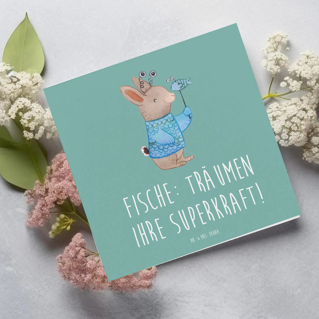 Deluxe Card Fische: Träumen ihre Superkraft! Klappkarte, Karte, Grußkarte, Einladungskarte, Geburtstagskarte, Hochzeitskarte, Hochwertige Grußkarte, Glückwunschkarte, Hochwertige Klappkarte, Tierkreiszeichen, Sternzeichen, Horoskop, Astrologie, Aszendent