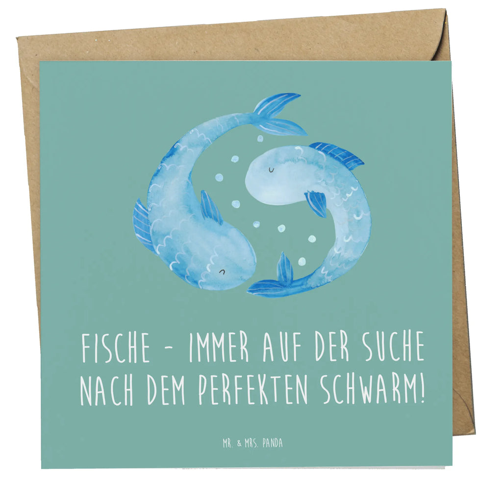 Deluxe Card Fische - immer auf der Suche nach dem perfekten Schwarm! Hochzeitskarte, Einladungskarte, Geburtstagskarte, Karte, Klappkarte, Glückwunschkarte, Hochwertige Grußkarte, Grußkarte, Hochwertige Klappkarte, Tierkreiszeichen, Sternzeichen, Horoskop, Astrologie, Aszendent