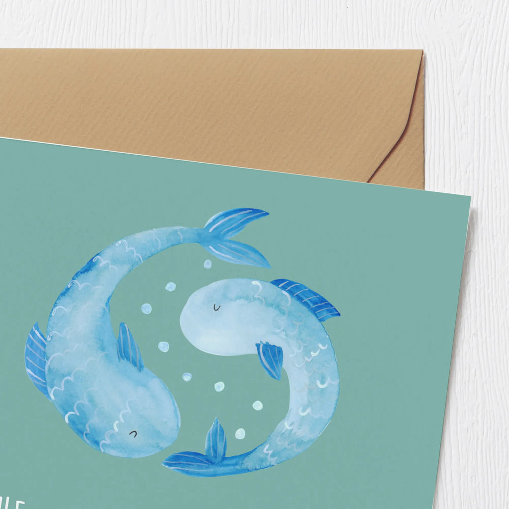 Deluxe Card Fische - immer auf der Suche nach dem perfekten Schwarm! Hochzeitskarte, Einladungskarte, Geburtstagskarte, Karte, Klappkarte, Glückwunschkarte, Hochwertige Grußkarte, Grußkarte, Hochwertige Klappkarte, Tierkreiszeichen, Sternzeichen, Horoskop, Astrologie, Aszendent
