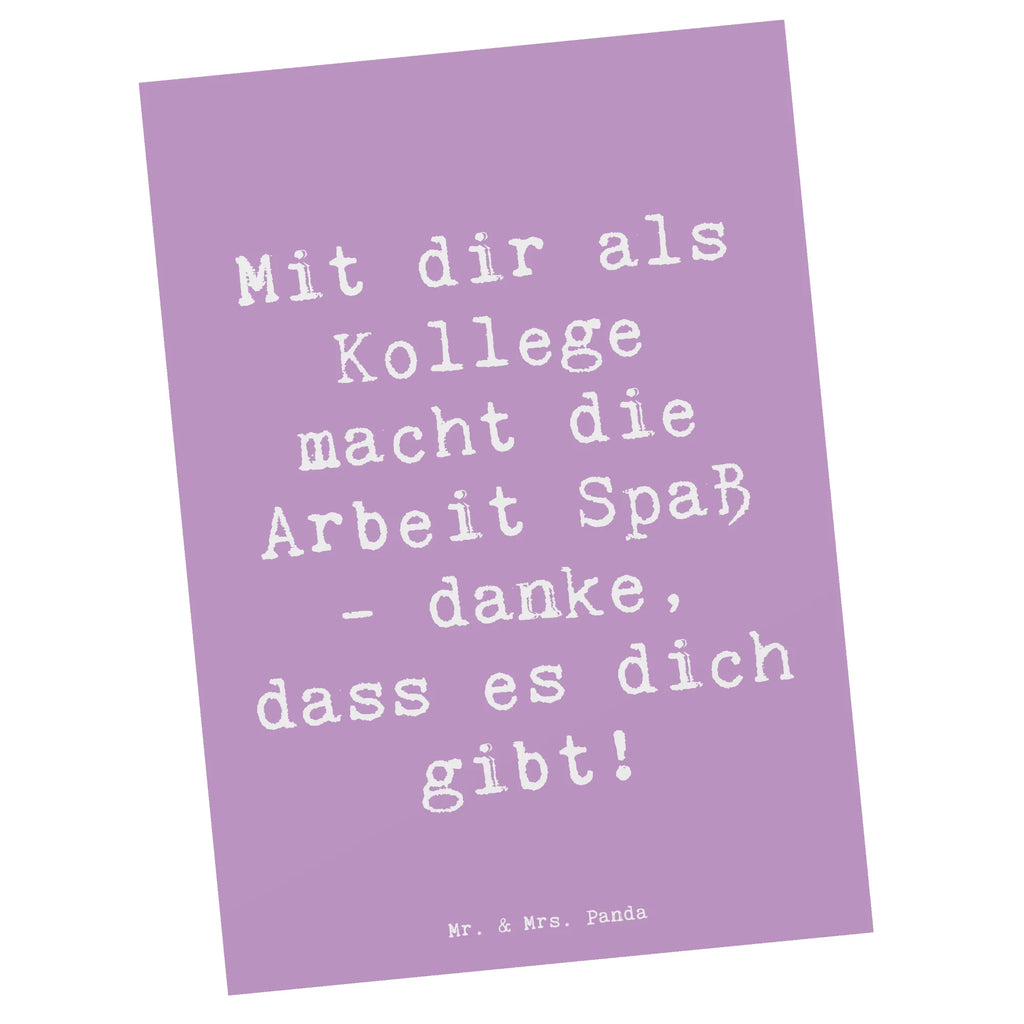 Postcard Saying Mit dir als Kollege macht die Arbeit Spaß - danke, dass es dich gibt! kunstkarte, Ansichtskarte, bildkarte, Designkarte, einzelkarte, Postkarte, Grußkarte, Postkarten, spruchkarte, Fotokarte, Motivkarte, Ansichtskarten, Kunstkarten, Lächeln, freude, wohnaccessoires, sprüche, shopify, motivation, Einzigartig, inspiration, zitate, Dekoration, sprüche sammlung, nachhaltige geschenke, geschenkideen, Kreativ, mr and mrs panda, alltag verschönern, glück, wanddeko, lebensweisheiten, liebe, spruch kollektion, schöne sprüche