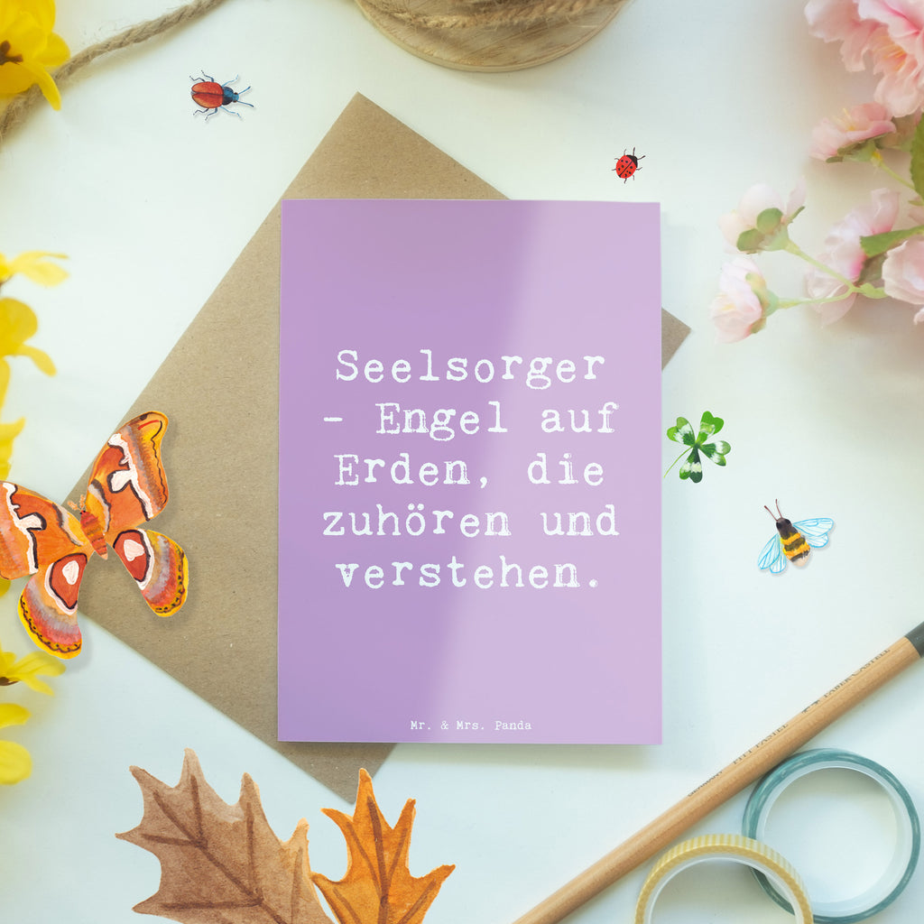 Greetings card Saying Seelsorger - Engel auf Erden, die zuhören und verstehen. Einladungskarte, Grußkarte, Ansichtskarten, Glückwunschkarte, Karte, Geburtstagskarte, Hochzeitskarte, Klappkarte