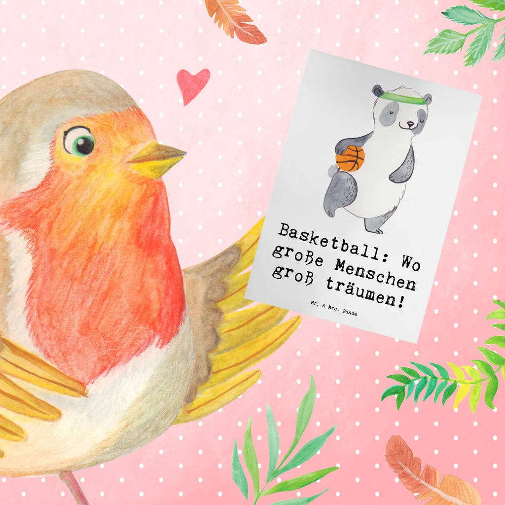 Greetings card Basketball: Wo große Menschen groß träumen! Ansichtskarten, Einladungskarte, Grußkarte, Geburtstagskarte, Karte, Glückwunschkarte, Klappkarte, Hochzeitskarte, Geschenk, Sport, Sportart, Hobby, Schenken, Danke, Dankeschön, Auszeichnung, Gewinn, Sportler