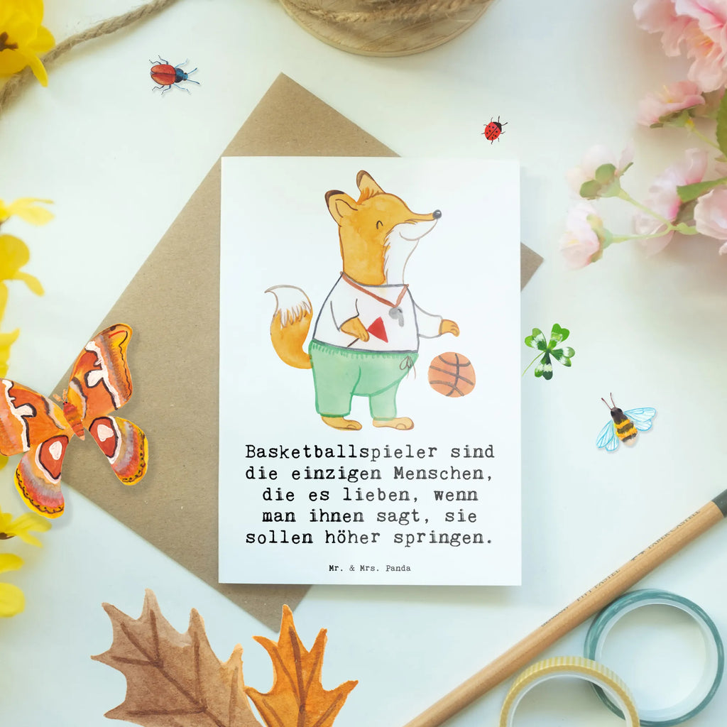 Greetings card Basketballspieler sind die einzigen Menschen, die es lieben, wenn man ihnen sagt, sie sollen höher springen. Hochzeitskarte, Karte, Ansichtskarten, Geburtstagskarte, Einladungskarte, Klappkarte, Glückwunschkarte, Grußkarte, Geschenk, Sport, Sportart, Hobby, Schenken, Danke, Dankeschön, Auszeichnung, Gewinn, Sportler