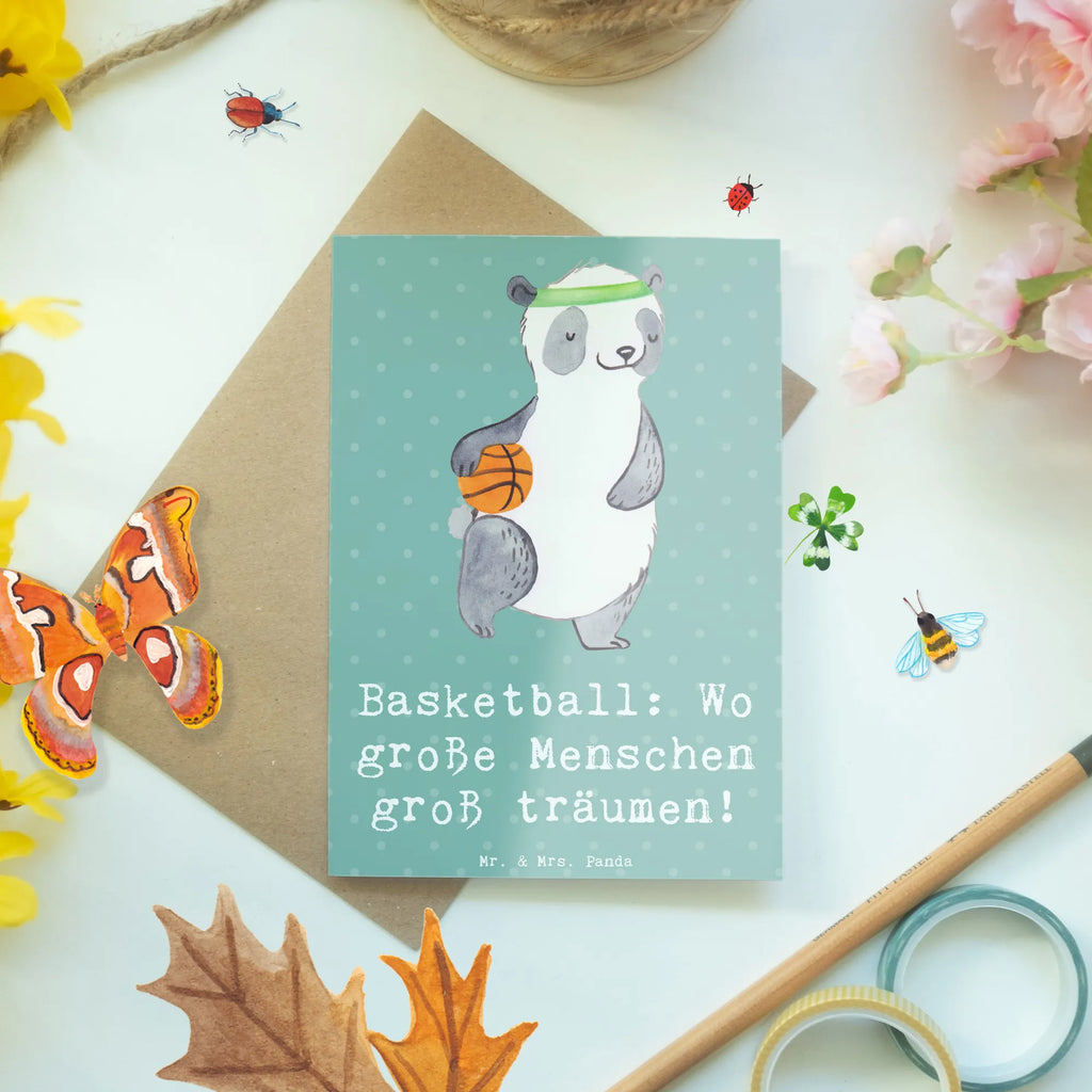 Greetings card Basketball: Wo große Menschen groß träumen! Ansichtskarten, Einladungskarte, Grußkarte, Geburtstagskarte, Karte, Glückwunschkarte, Klappkarte, Hochzeitskarte, Geschenk, Sport, Sportart, Hobby, Schenken, Danke, Dankeschön, Auszeichnung, Gewinn, Sportler
