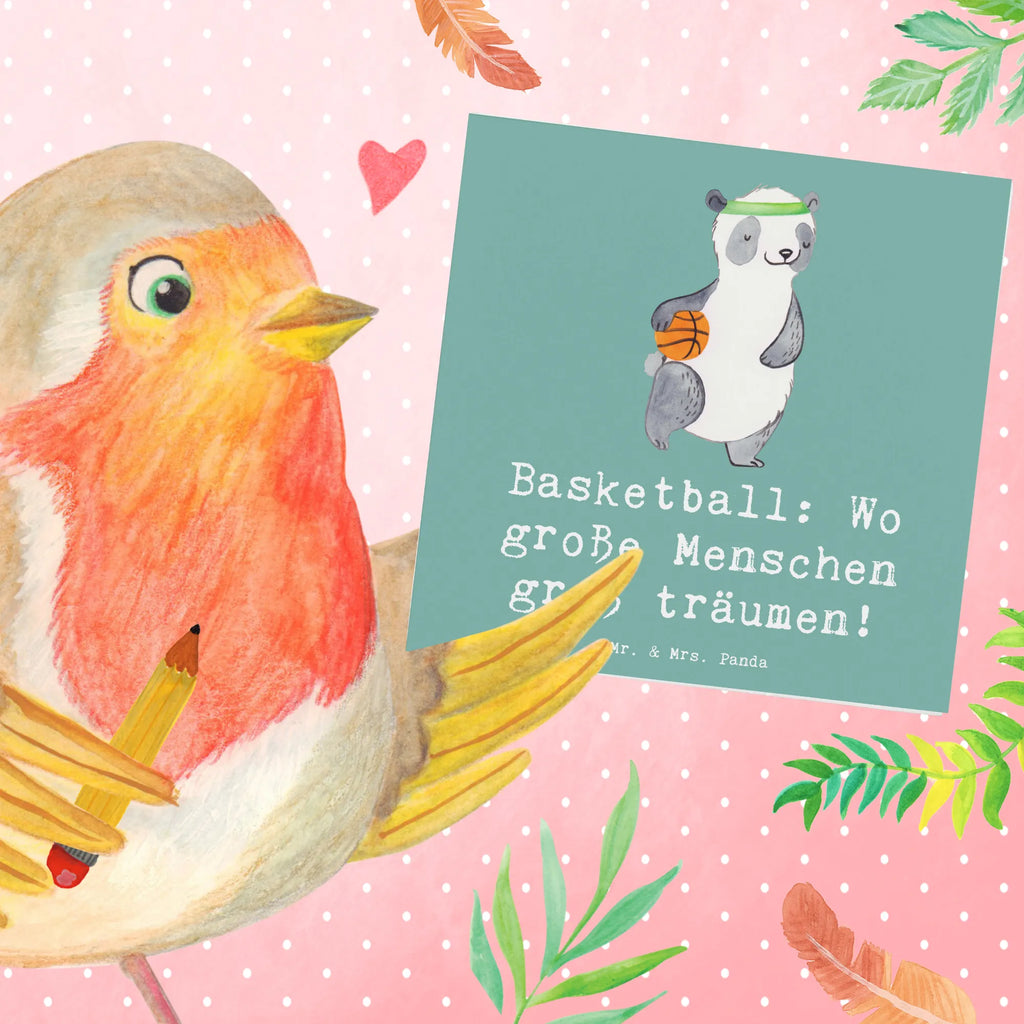 Deluxe Card Basketball: Wo große Menschen groß träumen! Karte, Hochwertige Grußkarte, Klappkarte, Hochzeitskarte, Hochwertige Klappkarte, Glückwunschkarte, Geburtstagskarte, Einladungskarte, Grußkarte, Geschenk, Sport, Sportart, Hobby, Schenken, Danke, Dankeschön, Auszeichnung, Gewinn, Sportler