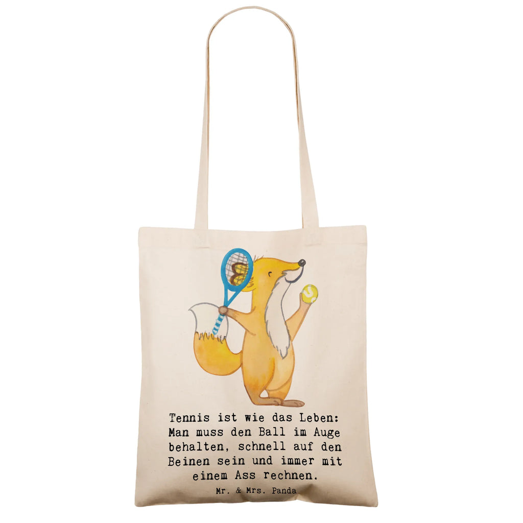 Tote bag Tennis ist wie das Leben: Man muss den Ball im Auge behalten, schnell auf den Beinen sein und immer mit einem Ass rechnen. Schultertasche, Beuteltasche, Umhängetasche, Jutetasche, Tragetasche, Beutel, Strandtasche, Jutebeutel, Einkaufstasche, Stoffbeutel, Shopper, Laptoptasche, Badetasche, Einkaufstüte, Stofftasche, Tasche, Geschenk, Sport, Sportart, Hobby, Schenken, Danke, Dankeschön, Auszeichnung, Gewinn, Sportler