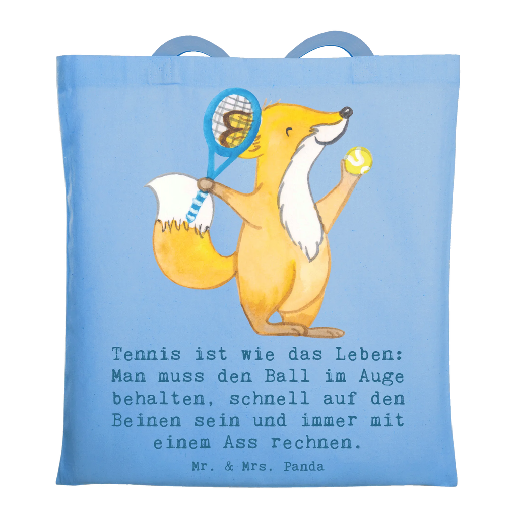 Tote bag Tennis ist wie das Leben: Man muss den Ball im Auge behalten, schnell auf den Beinen sein und immer mit einem Ass rechnen. Schultertasche, Beuteltasche, Umhängetasche, Jutetasche, Tragetasche, Beutel, Strandtasche, Jutebeutel, Einkaufstasche, Stoffbeutel, Shopper, Laptoptasche, Badetasche, Einkaufstüte, Stofftasche, Tasche, Geschenk, Sport, Sportart, Hobby, Schenken, Danke, Dankeschön, Auszeichnung, Gewinn, Sportler