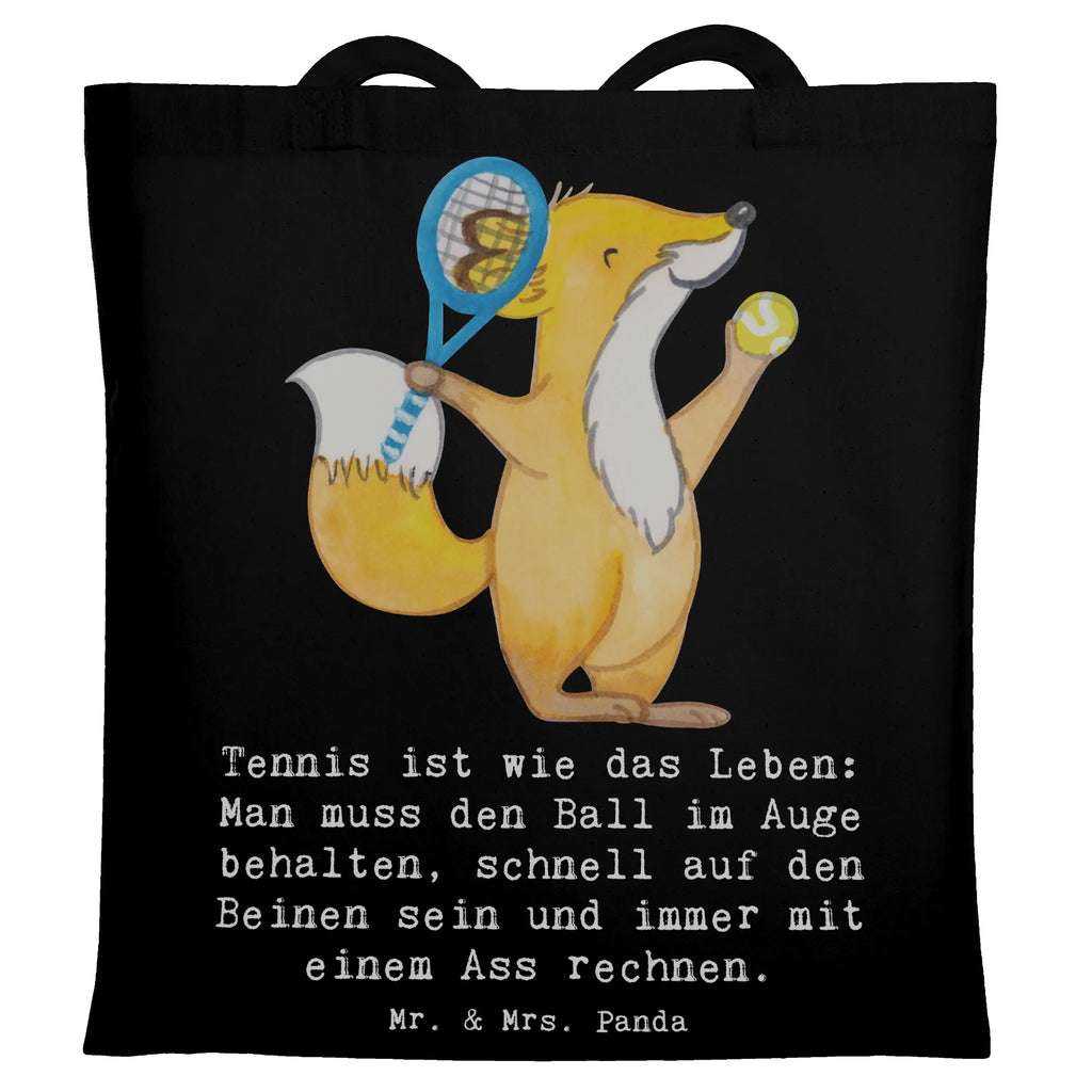 Tote bag Tennis ist wie das Leben: Man muss den Ball im Auge behalten, schnell auf den Beinen sein und immer mit einem Ass rechnen. Schultertasche, Beuteltasche, Umhängetasche, Jutetasche, Tragetasche, Beutel, Strandtasche, Jutebeutel, Einkaufstasche, Stoffbeutel, Shopper, Laptoptasche, Badetasche, Einkaufstüte, Stofftasche, Tasche, Geschenk, Sport, Sportart, Hobby, Schenken, Danke, Dankeschön, Auszeichnung, Gewinn, Sportler