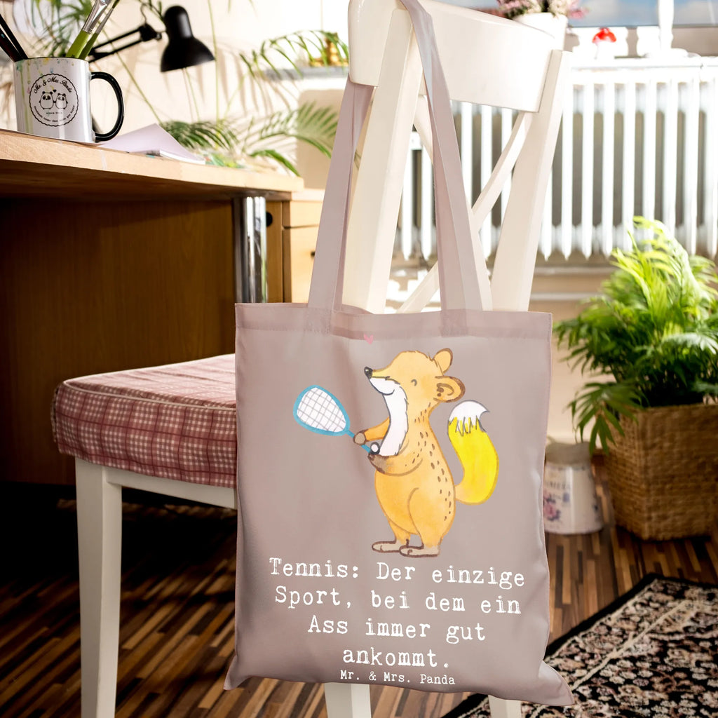 Tote bag Tennis: Der einzige Sport, bei dem ein Ass immer gut ankommt. Stoffbeutel, Stofftasche, Laptoptasche, Tasche, Umhängetasche, Jutebeutel, Badetasche, Einkaufstasche, Einkaufstüte, Tragetasche, Strandtasche, Beuteltasche, Schultertasche, Beutel, Shopper, Jutetasche, Geschenk, Sport, Sportart, Hobby, Schenken, Danke, Dankeschön, Auszeichnung, Gewinn, Sportler