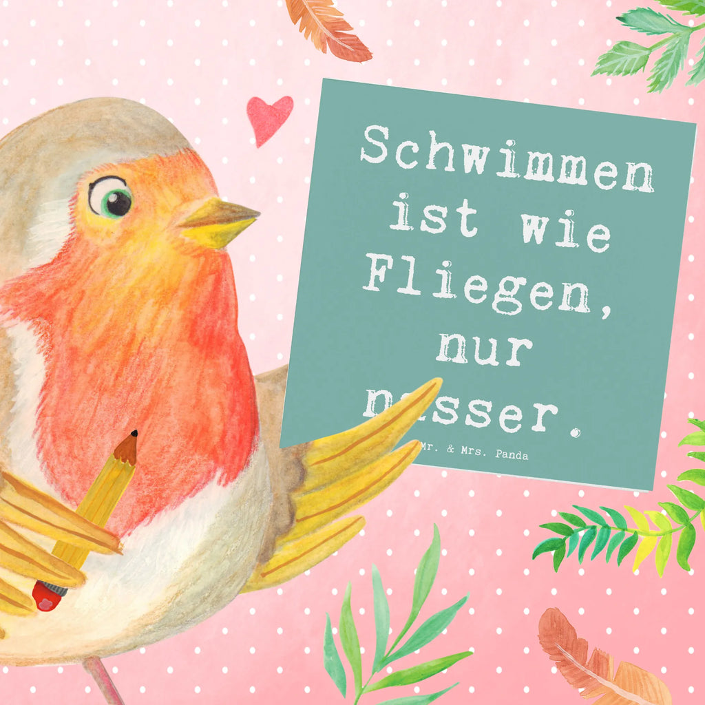 Deluxe Card Saying Schwimmen ist wie Fliegen, nur nasser. Hochzeitskarte, Glückwunschkarte, Hochwertige Grußkarte, Hochwertige Klappkarte, Einladungskarte, Klappkarte, Karte, Grußkarte, Geburtstagskarte, Geschenk, Sport, Sportart, Hobby, Schenken, Danke, Dankeschön, Auszeichnung, Gewinn, Sportler