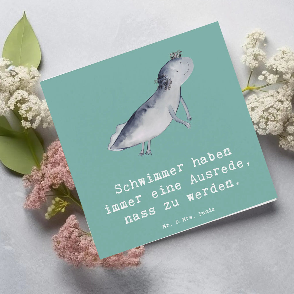 Deluxe Card Schwimmer haben immer eine Ausrede, nass zu werden. Hochzeitskarte, Einladungskarte, Hochwertige Grußkarte, Hochwertige Klappkarte, Karte, Grußkarte, Geburtstagskarte, Klappkarte, Glückwunschkarte, Geschenk, Sport, Sportart, Hobby, Schenken, Danke, Dankeschön, Auszeichnung, Gewinn, Sportler