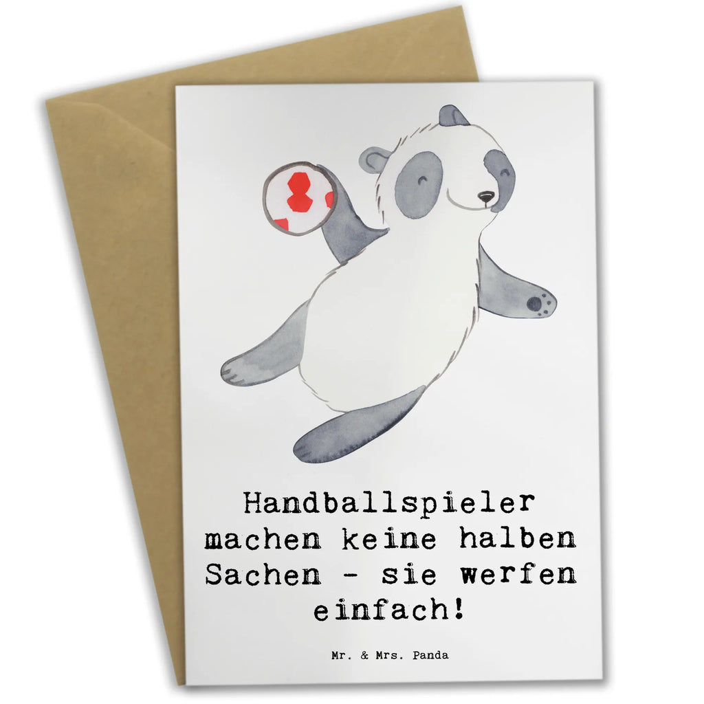 Greetings card Handballspieler machen keine halben Sachen - sie werfen einfach! Karte, Glückwunschkarte, Grußkarte, Hochzeitskarte, Klappkarte, Ansichtskarten, Geburtstagskarte, Einladungskarte, Geschenk, Sport, Sportart, Hobby, Schenken, Danke, Dankeschön, Auszeichnung, Gewinn, Sportler