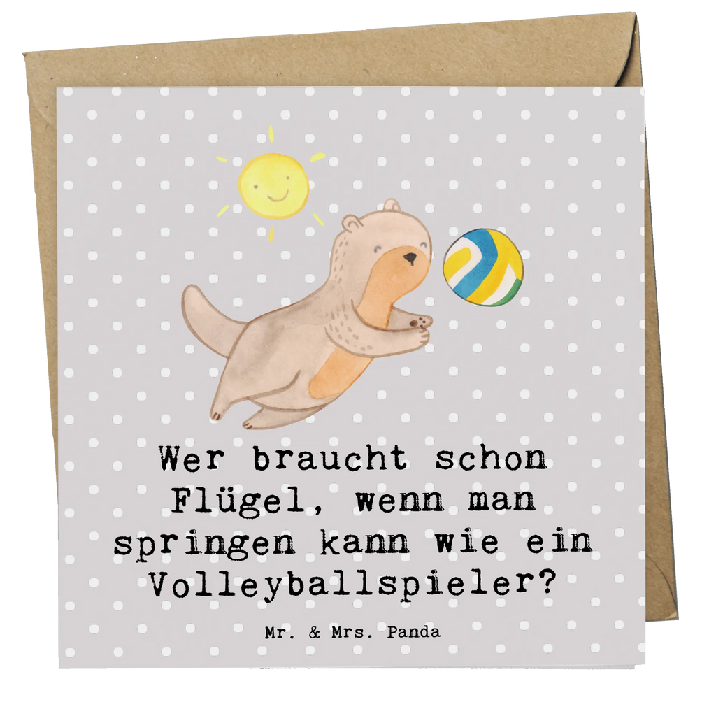 Deluxe Card Wer braucht schon Flügel, wenn man springen kann wie ein Volleyballspieler? Karte, Grußkarte, Klappkarte, Einladungskarte, Glückwunschkarte, Hochzeitskarte, Geburtstagskarte, Hochwertige Grußkarte, Hochwertige Klappkarte, Geschenk, Sport, Sportart, Hobby, Schenken, Danke, Dankeschön, Auszeichnung, Gewinn, Sportler