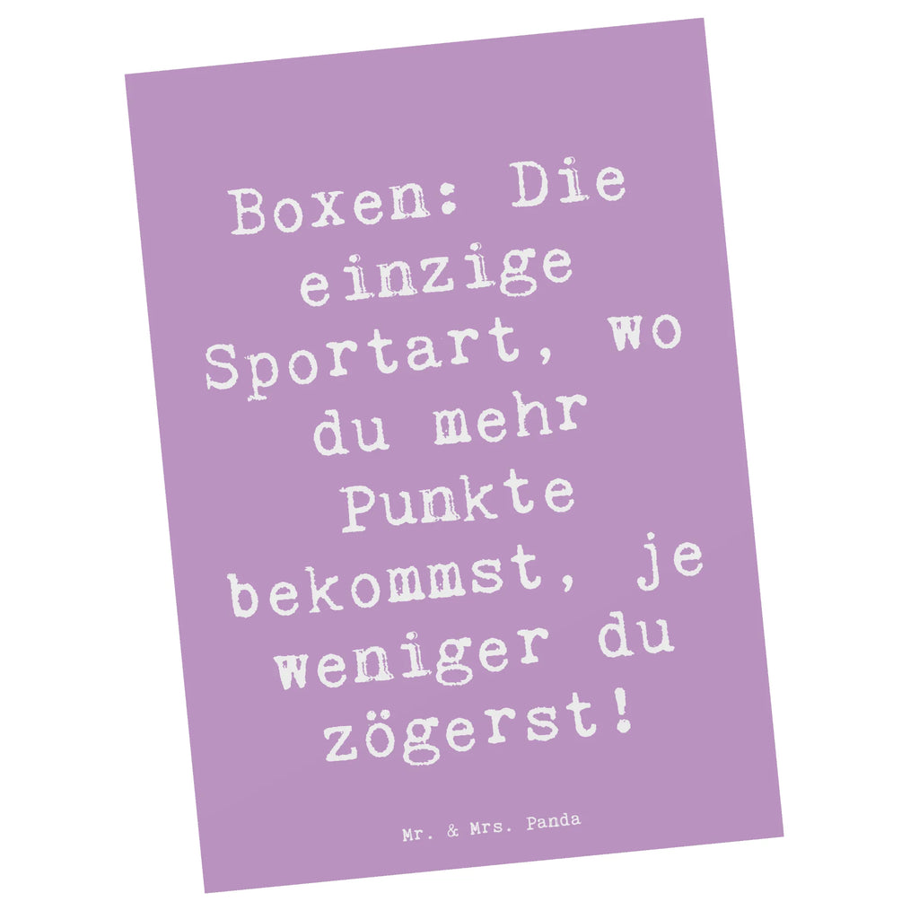 Postcard Saying Boxen: Die einzige Sportart, wo du mehr Punkte bekommst, je weniger du zögerst! Karte, Dankeskarte, Einladung, Einladungskarte, Einladungskarten Geburtstag, Ansichtskarten, Einladung Geburtstag, Ansichtskarte, Geschenkkarte, Grußkarte, Postkarte, Geburtstagskarte, Geschenk, Sport, Sportart, Hobby, Schenken, Danke, Dankeschön, Auszeichnung, Gewinn, Sportler