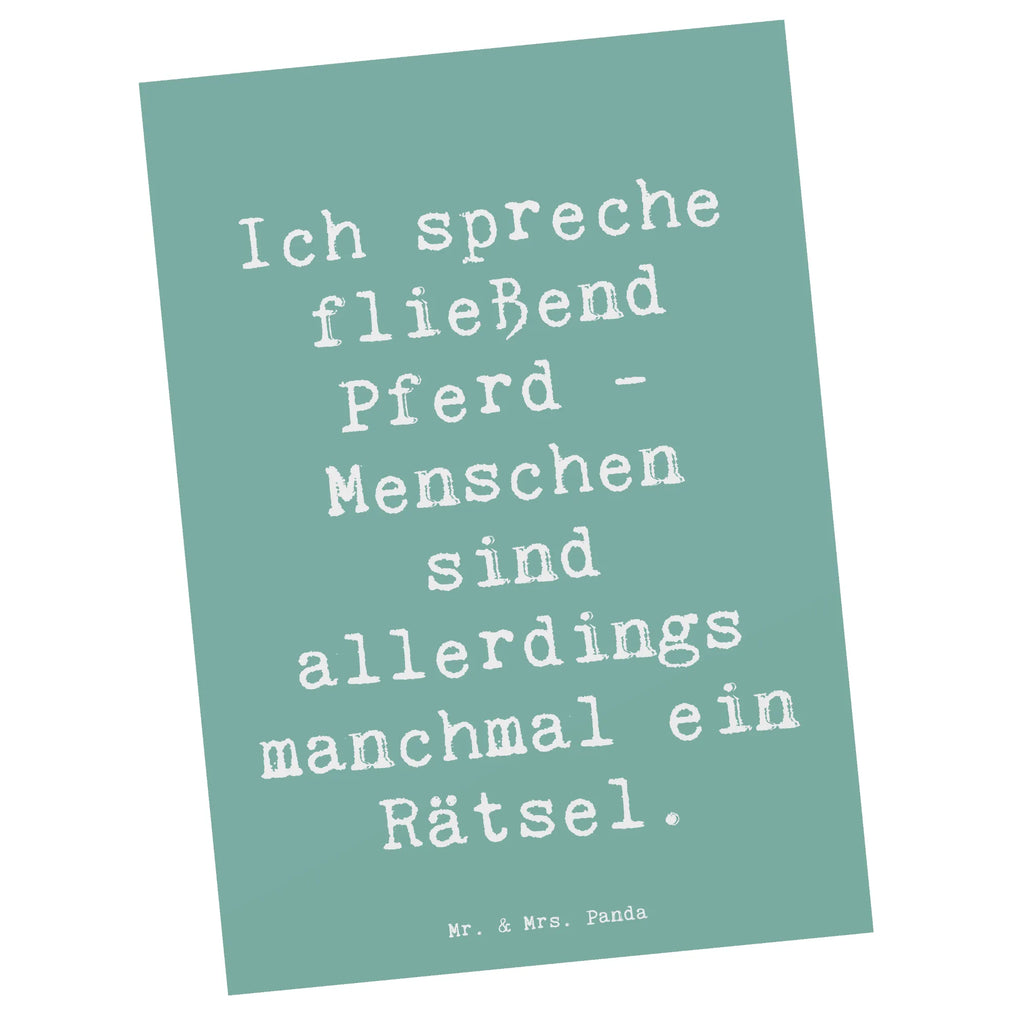 Postcard Saying Ich spreche fließend Pferd - Menschen sind allerdings manchmal ein Rätsel. Einladungskarte, Geschenkkarte, Postkarte, Karte, Einladungskarten Geburtstag, Ansichtskarte, Ansichtskarten, Einladung Geburtstag, Dankeskarte, Geburtstagskarte, Grußkarte, Einladung, Geschenk, Sport, Sportart, Hobby, Schenken, Danke, Dankeschön, Auszeichnung, Gewinn, Sportler