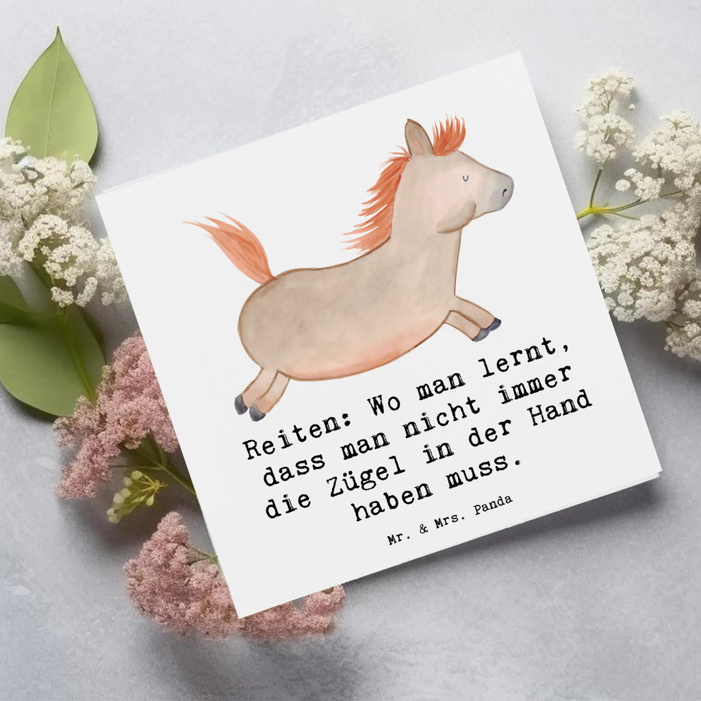Deluxe Card Reiten: Wo man lernt, dass man nicht immer die Zügel in der Hand haben muss. Hochzeitskarte, Grußkarte, Geburtstagskarte, Klappkarte, Glückwunschkarte, Karte, Hochwertige Klappkarte, Einladungskarte, Hochwertige Grußkarte, Geschenk, Sport, Sportart, Hobby, Schenken, Danke, Dankeschön, Auszeichnung, Gewinn, Sportler