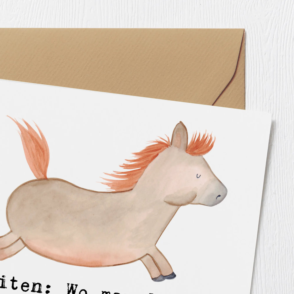 Deluxe Card Reiten: Wo man lernt, dass man nicht immer die Zügel in der Hand haben muss. Hochzeitskarte, Grußkarte, Geburtstagskarte, Klappkarte, Glückwunschkarte, Karte, Hochwertige Klappkarte, Einladungskarte, Hochwertige Grußkarte, Geschenk, Sport, Sportart, Hobby, Schenken, Danke, Dankeschön, Auszeichnung, Gewinn, Sportler