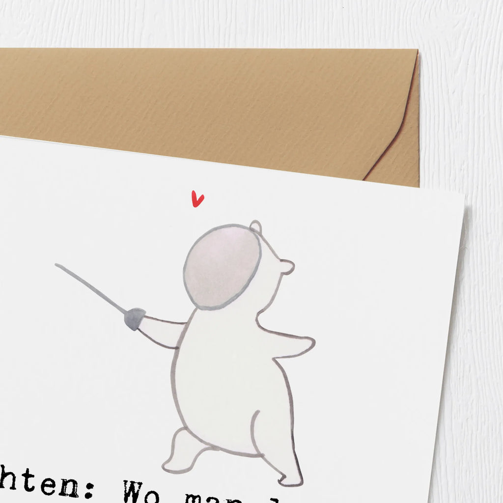 Deluxe Card Fechten: Wo man lernt, wie man elegant seinen Gegner aufspießt! Glückwunschkarte, Hochzeitskarte, Karte, Hochwertige Grußkarte, Klappkarte, Hochwertige Klappkarte, Einladungskarte, Grußkarte, Geburtstagskarte, Geschenk, Sport, Sportart, Hobby, Schenken, Danke, Dankeschön, Auszeichnung, Gewinn, Sportler