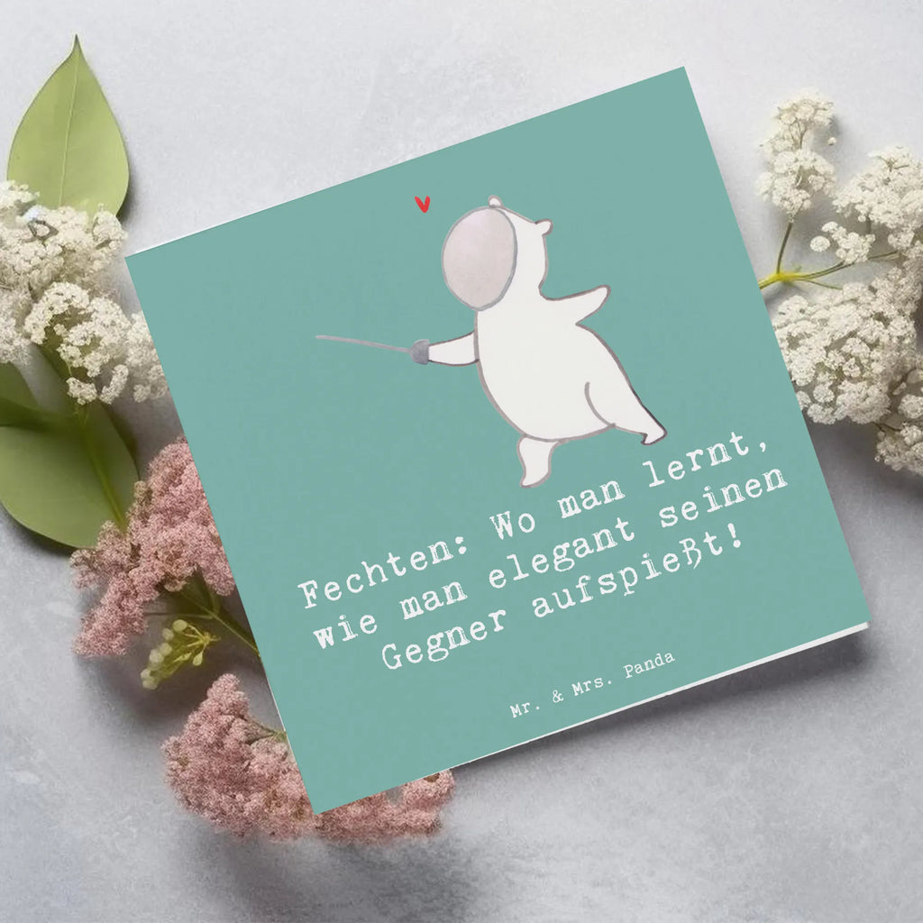 Deluxe Card Fechten: Wo man lernt, wie man elegant seinen Gegner aufspießt! Glückwunschkarte, Hochzeitskarte, Karte, Hochwertige Grußkarte, Klappkarte, Hochwertige Klappkarte, Einladungskarte, Grußkarte, Geburtstagskarte, Geschenk, Sport, Sportart, Hobby, Schenken, Danke, Dankeschön, Auszeichnung, Gewinn, Sportler