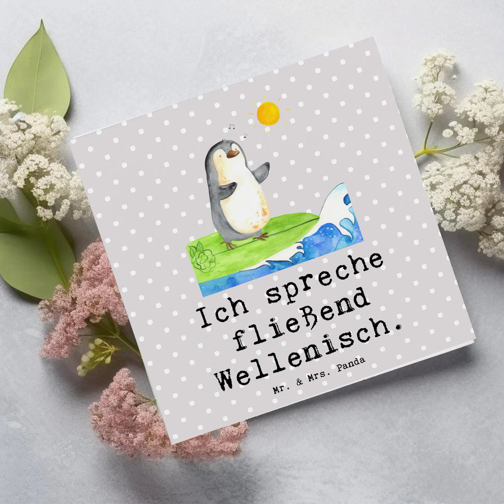 Deluxe Card Ich spreche fließend Wellenisch. Klappkarte, Karte, Hochzeitskarte, Einladungskarte, Geburtstagskarte, Hochwertige Klappkarte, Glückwunschkarte, Hochwertige Grußkarte, Grußkarte, Geschenk, Sport, Sportart, Hobby, Schenken, Danke, Dankeschön, Auszeichnung, Gewinn, Sportler
