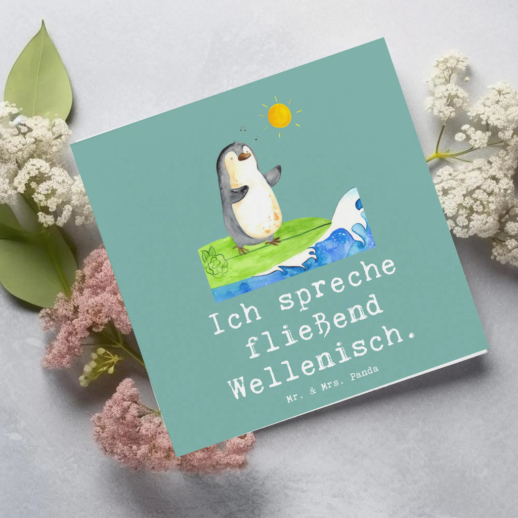Deluxe Card Ich spreche fließend Wellenisch. Klappkarte, Karte, Hochzeitskarte, Einladungskarte, Geburtstagskarte, Hochwertige Klappkarte, Glückwunschkarte, Hochwertige Grußkarte, Grußkarte, Geschenk, Sport, Sportart, Hobby, Schenken, Danke, Dankeschön, Auszeichnung, Gewinn, Sportler