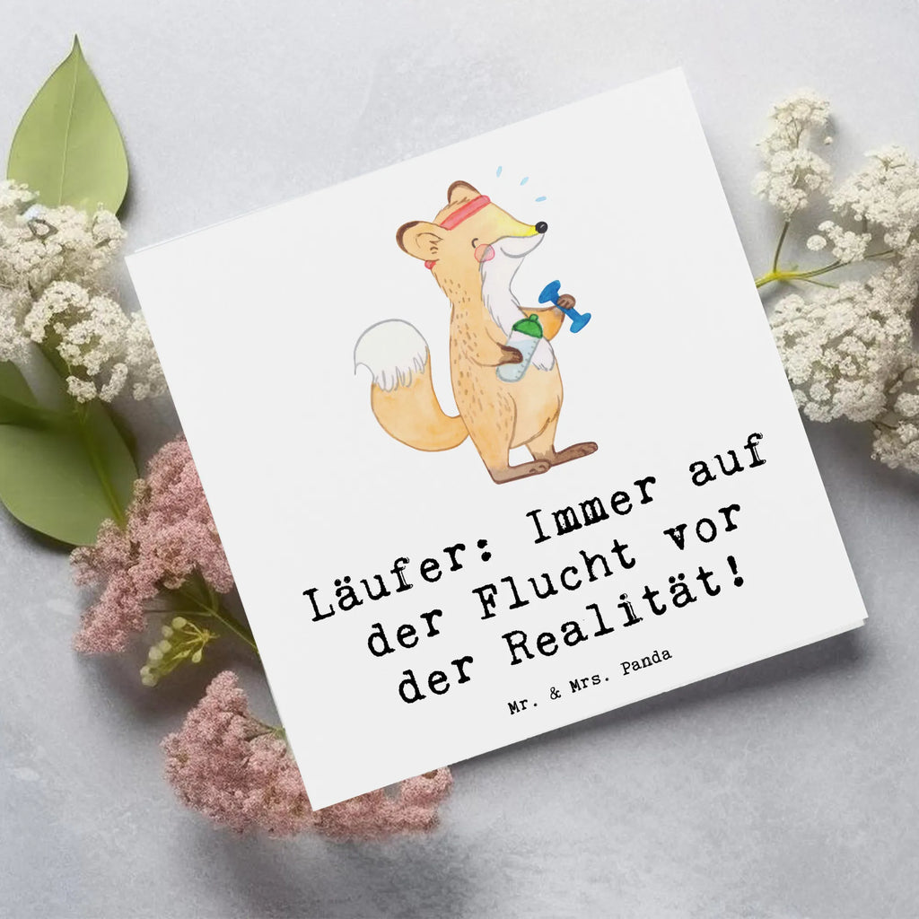 Deluxe Card Läufer: Immer auf der Flucht vor der Realität! Einladungskarte, Glückwunschkarte, Hochwertige Grußkarte, Hochzeitskarte, Grußkarte, Klappkarte, Geburtstagskarte, Hochwertige Klappkarte, Karte, Geschenk, Sport, Sportart, Hobby, Schenken, Danke, Dankeschön, Auszeichnung, Gewinn, Sportler