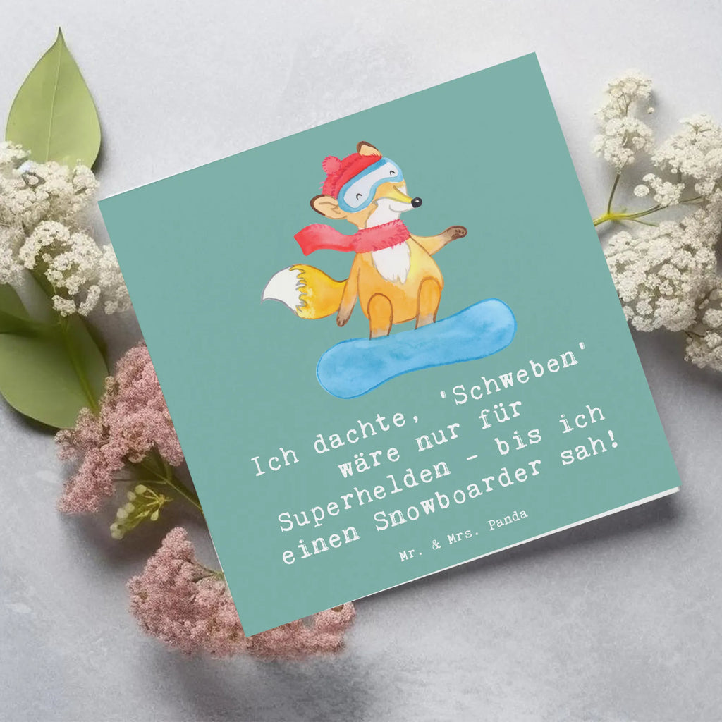Deluxe Card Ich dachte, 'Schweben' wäre nur für Superhelden - bis ich einen Snowboarder sah! Karte, Grußkarte, Hochzeitskarte, Hochwertige Grußkarte, Einladungskarte, Glückwunschkarte, Geburtstagskarte, Klappkarte, Hochwertige Klappkarte, Geschenk, Sport, Sportart, Hobby, Schenken, Danke, Dankeschön, Auszeichnung, Gewinn, Sportler