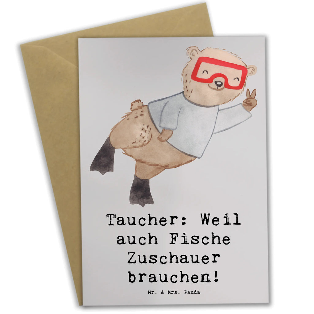 Greetings card Taucher: Weil auch Fische Zuschauer brauchen! Hochzeitskarte, Ansichtskarten, Klappkarte, Grußkarte, Glückwunschkarte, Geburtstagskarte, Einladungskarte, Karte, Geschenk, Sport, Sportart, Hobby, Schenken, Danke, Dankeschön, Auszeichnung, Gewinn, Sportler