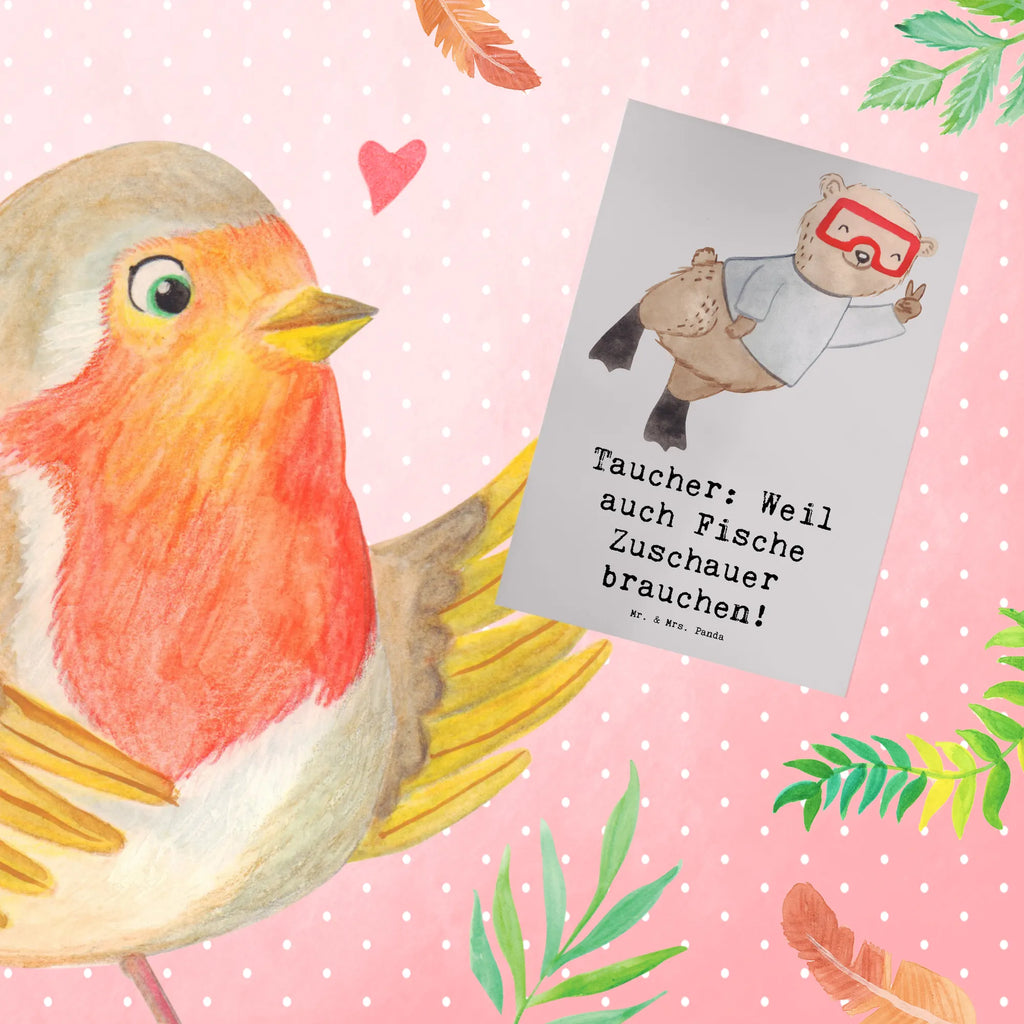 Greetings card Taucher: Weil auch Fische Zuschauer brauchen! Hochzeitskarte, Ansichtskarten, Klappkarte, Grußkarte, Glückwunschkarte, Geburtstagskarte, Einladungskarte, Karte, Geschenk, Sport, Sportart, Hobby, Schenken, Danke, Dankeschön, Auszeichnung, Gewinn, Sportler