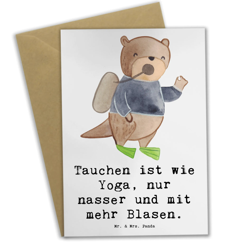 Greetings card Tauchen ist wie Yoga, nur nasser und mit mehr Blasen. Geburtstagskarte, Ansichtskarten, Einladungskarte, Grußkarte, Klappkarte, Glückwunschkarte, Hochzeitskarte, Karte, Geschenk, Sport, Sportart, Hobby, Schenken, Danke, Dankeschön, Auszeichnung, Gewinn, Sportler