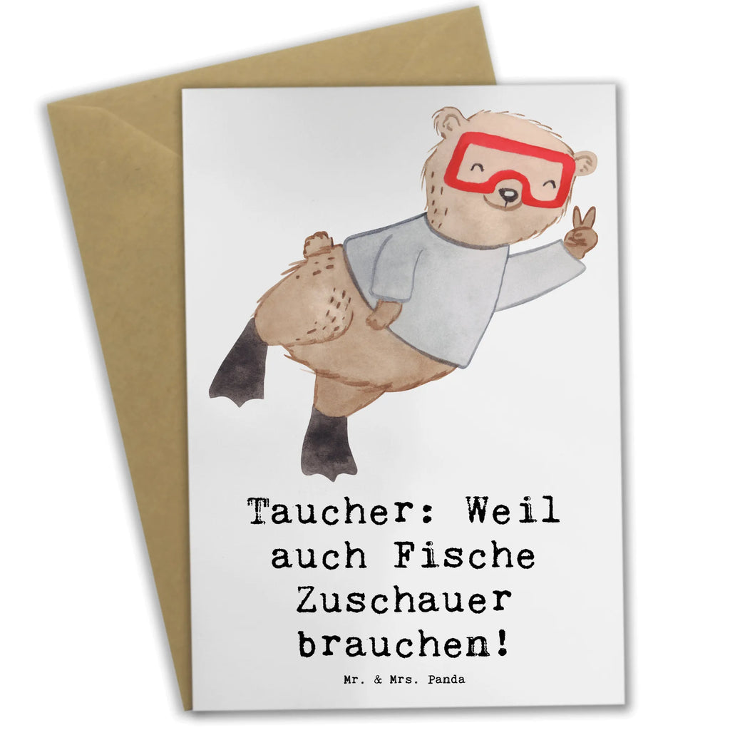 Greetings card Taucher: Weil auch Fische Zuschauer brauchen! Hochzeitskarte, Ansichtskarten, Klappkarte, Grußkarte, Glückwunschkarte, Geburtstagskarte, Einladungskarte, Karte, Geschenk, Sport, Sportart, Hobby, Schenken, Danke, Dankeschön, Auszeichnung, Gewinn, Sportler