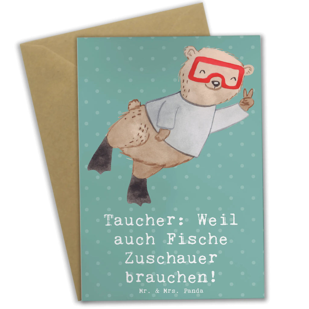 Greetings card Taucher: Weil auch Fische Zuschauer brauchen! Hochzeitskarte, Ansichtskarten, Klappkarte, Grußkarte, Glückwunschkarte, Geburtstagskarte, Einladungskarte, Karte, Geschenk, Sport, Sportart, Hobby, Schenken, Danke, Dankeschön, Auszeichnung, Gewinn, Sportler