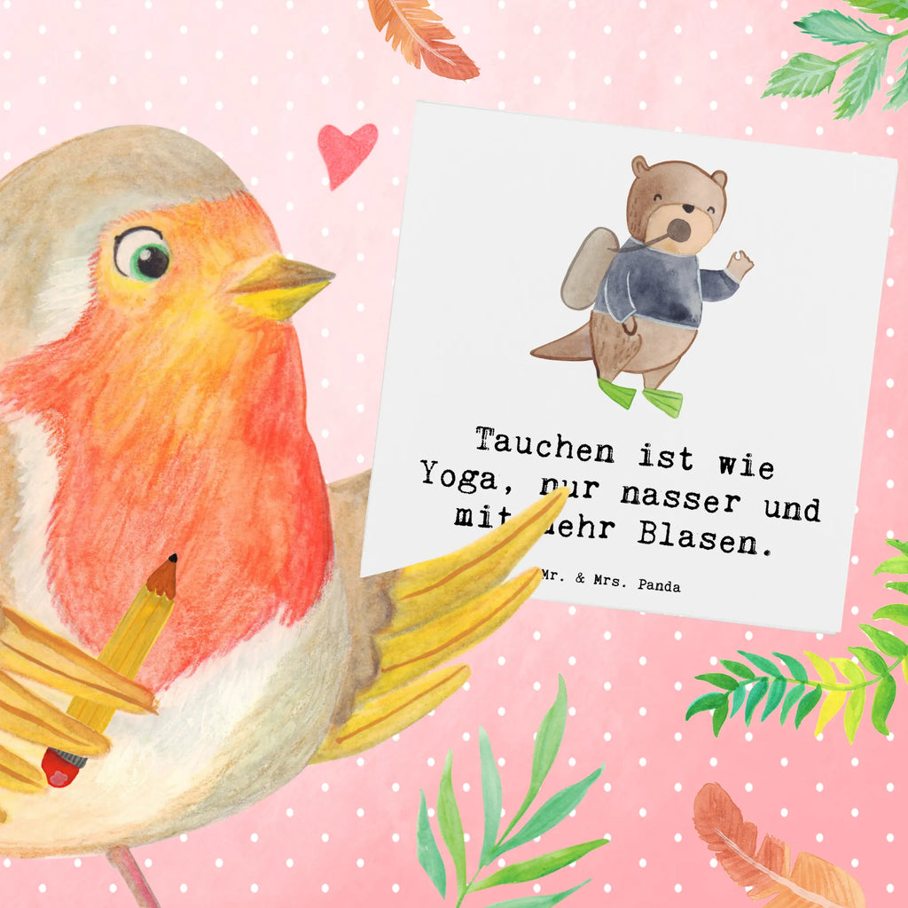 Deluxe Card Tauchen ist wie Yoga, nur nasser und mit mehr Blasen. Grußkarte, Geburtstagskarte, Hochwertige Grußkarte, Glückwunschkarte, Karte, Hochzeitskarte, Hochwertige Klappkarte, Einladungskarte, Klappkarte, Geschenk, Sport, Sportart, Hobby, Schenken, Danke, Dankeschön, Auszeichnung, Gewinn, Sportler