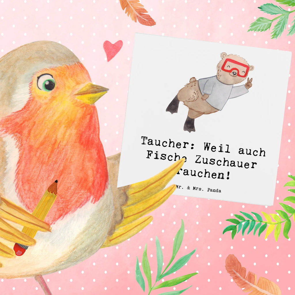 Deluxe Card Taucher: Weil auch Fische Zuschauer brauchen! Hochwertige Klappkarte, Grußkarte, Karte, Glückwunschkarte, Geburtstagskarte, Hochzeitskarte, Einladungskarte, Hochwertige Grußkarte, Klappkarte, Geschenk, Sport, Sportart, Hobby, Schenken, Danke, Dankeschön, Auszeichnung, Gewinn, Sportler