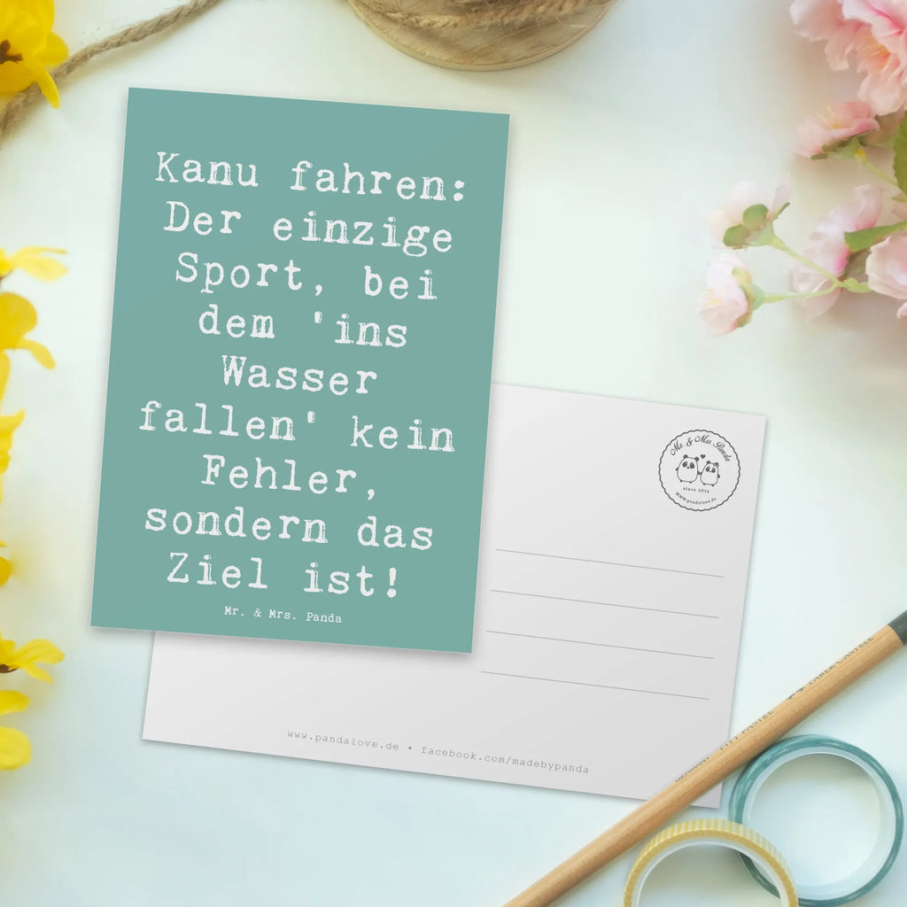 Postcard Saying Kanu fahren: Der einzige Sport, bei dem 'ins Wasser fallen' kein Fehler, sondern das Ziel ist! Einladungskarte, Einladungskarten Geburtstag, Grußkarte, Karte, Ansichtskarte, Geburtstagskarte, Ansichtskarten, Geschenkkarte, Dankeskarte, Postkarte, Einladung, Einladung Geburtstag, Geschenk, Sport, Sportart, Hobby, Schenken, Danke, Dankeschön, Auszeichnung, Gewinn, Sportler