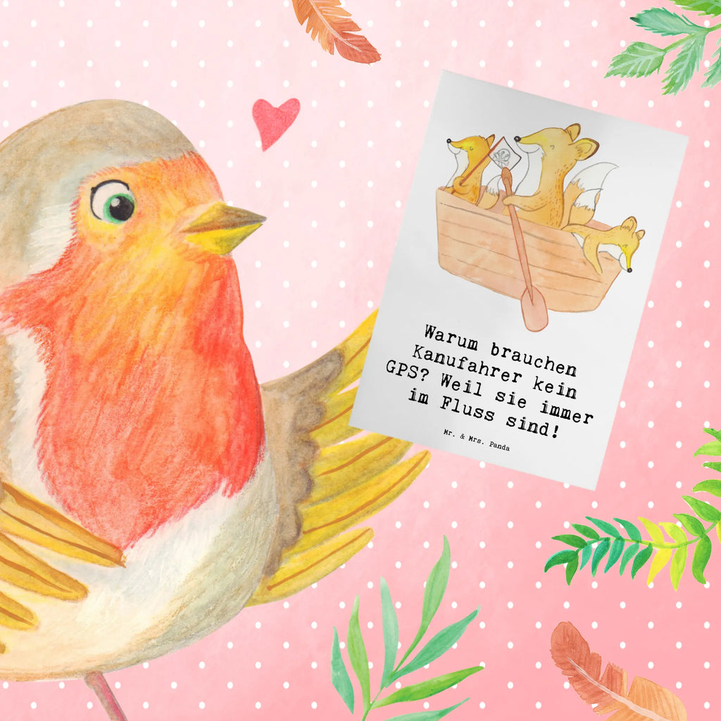 Greetings card Warum brauchen Kanufahrer kein GPS? Weil sie immer im Fluss sind! Grußkarte, Glückwunschkarte, Ansichtskarten, Einladungskarte, Karte, Geburtstagskarte, Klappkarte, Hochzeitskarte, Geschenk, Sport, Sportart, Hobby, Schenken, Danke, Dankeschön, Auszeichnung, Gewinn, Sportler