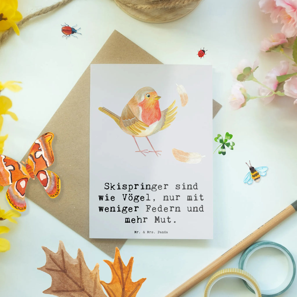 Greetings card Skispringer sind wie Vögel, nur mit weniger Federn und mehr Mut. Einladungskarte, Karte, Ansichtskarten, Grußkarte, Klappkarte, Geburtstagskarte, Hochzeitskarte, Glückwunschkarte, Geschenk, Sport, Sportart, Hobby, Schenken, Danke, Dankeschön, Auszeichnung, Gewinn, Sportler