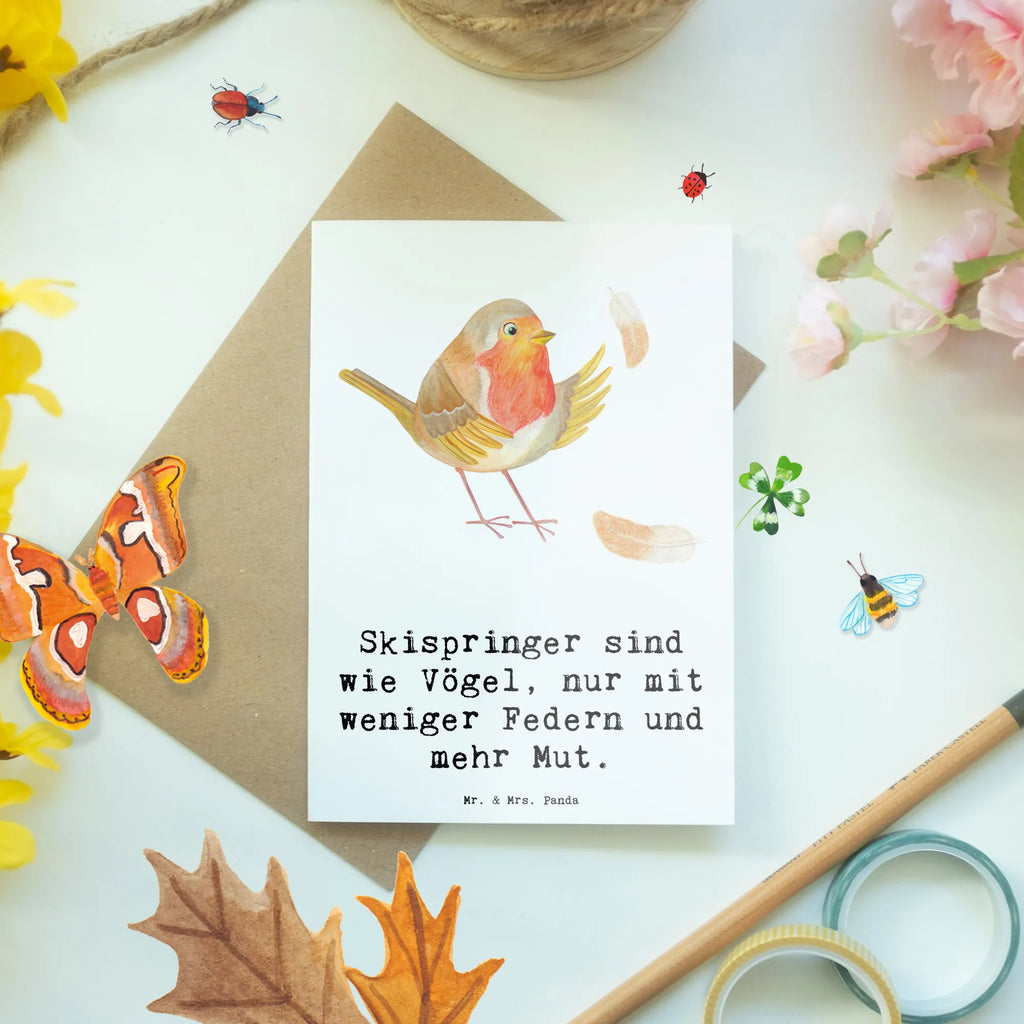 Greetings card Skispringer sind wie Vögel, nur mit weniger Federn und mehr Mut. Einladungskarte, Karte, Ansichtskarten, Grußkarte, Klappkarte, Geburtstagskarte, Hochzeitskarte, Glückwunschkarte, Geschenk, Sport, Sportart, Hobby, Schenken, Danke, Dankeschön, Auszeichnung, Gewinn, Sportler