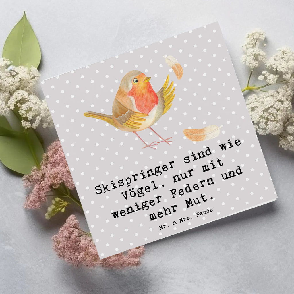 Deluxe Karte Skispringen Mut Klappkarte, Karte, Hochwertige Grußkarte, Einladungskarte, Hochwertige Klappkarte, Glückwunschkarte, Hochzeitskarte, Grußkarte, Geburtstagskarte, Geschenk, Sport, Sportart, Hobby, Schenken, Danke, Dankeschön, Auszeichnung, Gewinn, Sportler