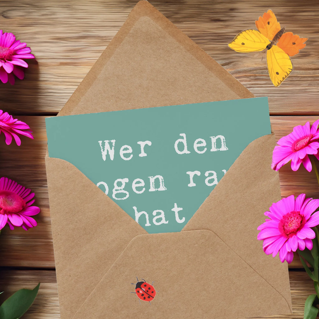 Deluxe Card Saying Wer den Bogen raus hat, trifft ins Schwarze. Einladungskarte, Klappkarte, Karte, Hochzeitskarte, Glückwunschkarte, Grußkarte, Geburtstagskarte, Hochwertige Grußkarte, Hochwertige Klappkarte, Geschenk, Sport, Sportart, Hobby, Schenken, Danke, Dankeschön, Auszeichnung, Gewinn, Sportler