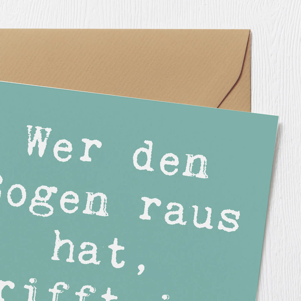 Deluxe Card Saying Wer den Bogen raus hat, trifft ins Schwarze. Einladungskarte, Klappkarte, Karte, Hochzeitskarte, Glückwunschkarte, Grußkarte, Geburtstagskarte, Hochwertige Grußkarte, Hochwertige Klappkarte, Geschenk, Sport, Sportart, Hobby, Schenken, Danke, Dankeschön, Auszeichnung, Gewinn, Sportler