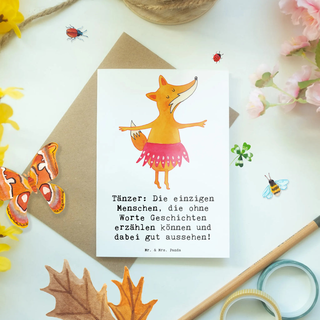 Greetings card Tänzer: Die einzigen Menschen, die ohne Worte Geschichten erzählen können und dabei gut aussehen! Klappkarte, Ansichtskarten, Geburtstagskarte, Grußkarte, Einladungskarte, Karte, Glückwunschkarte, Hochzeitskarte, Geschenk, Sport, Sportart, Hobby, Schenken, Danke, Dankeschön, Auszeichnung, Gewinn, Sportler