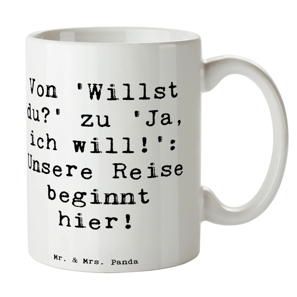 Mug Saying Von 'Willst du?' zu 'Ja, ich will!': Unsere Reise beginnt hier! Tasse mit Motiven, Bürotasse, Tasse, Porzellantasse, Keramiktasse, Tasse mit Zitaten, Geschenktasse, Teetasse, Kaffeetasse, Hochzeit, Hochzeitsgeschenk, Ehe, Hochzeitsfeier, Trauung, Trauungsgeschenk, Hochzeitskarte, Verlobungsfeier, Verlobungsgeschenk, Hochzeitsgeschenkideen, Hochzeitsgeschenke für Brautpaar