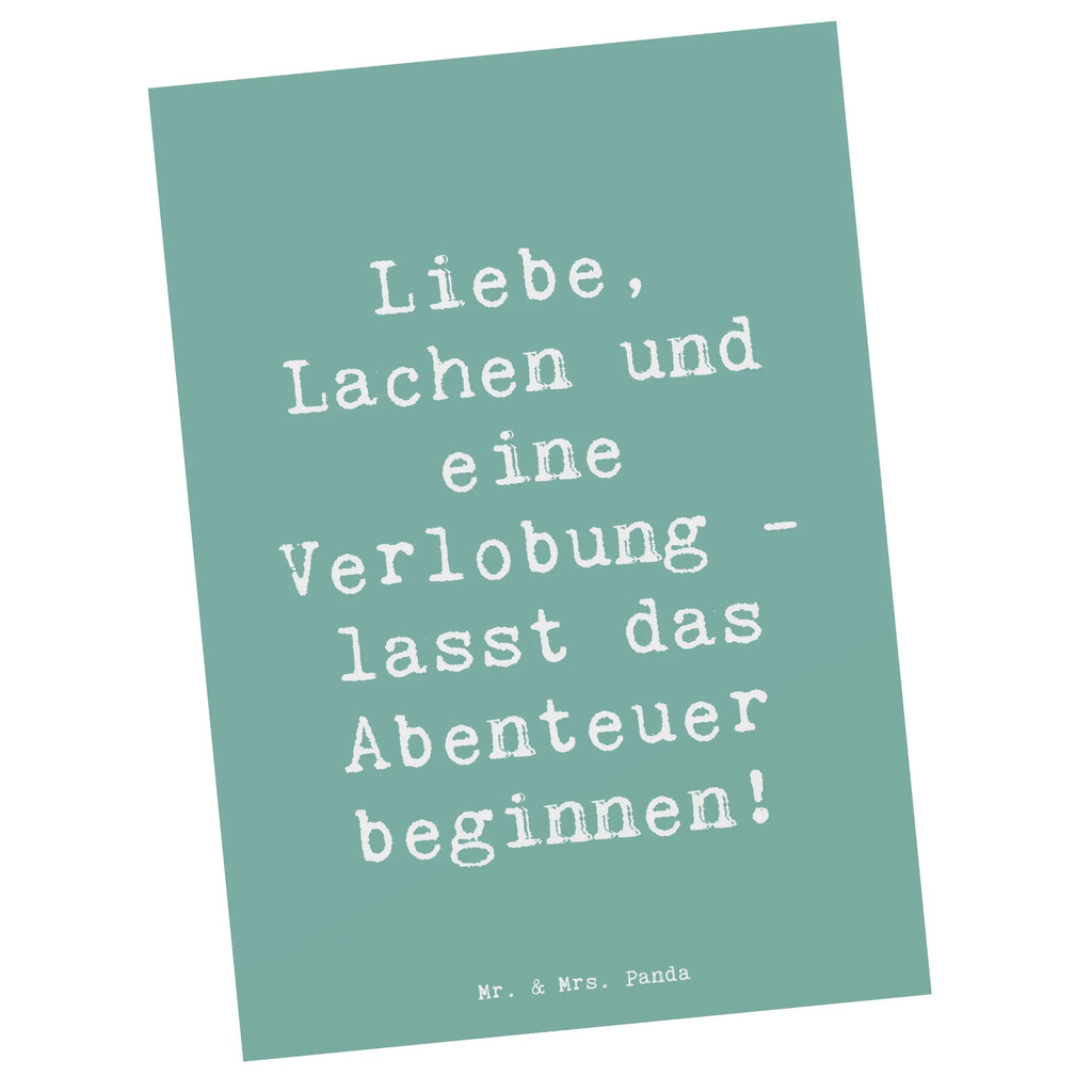 Postcard Saying Liebe, Lachen und eine Verlobung - lasst das Abenteuer beginnen! Ansichtskarten, Karte, Einladung Geburtstag, Dankeskarte, Postkarte, Grußkarte, Ansichtskarte, Einladungskarten Geburtstag, Geschenkkarte, Einladung, Einladungskarte, Geburtstagskarte, Hochzeit, Hochzeitsgeschenk, Ehe, Hochzeitsfeier, Trauung, Trauungsgeschenk, Hochzeitskarte, Verlobungsfeier, Verlobungsgeschenk, Hochzeitsgeschenkideen, Hochzeitsgeschenke für Brautpaar